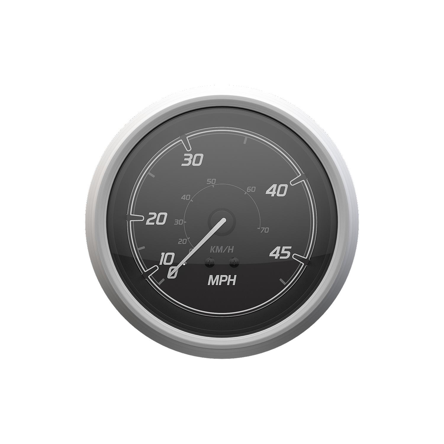 Quicksilver 8M6020111 Speedometer 45 MPH Black Brushed Stainless