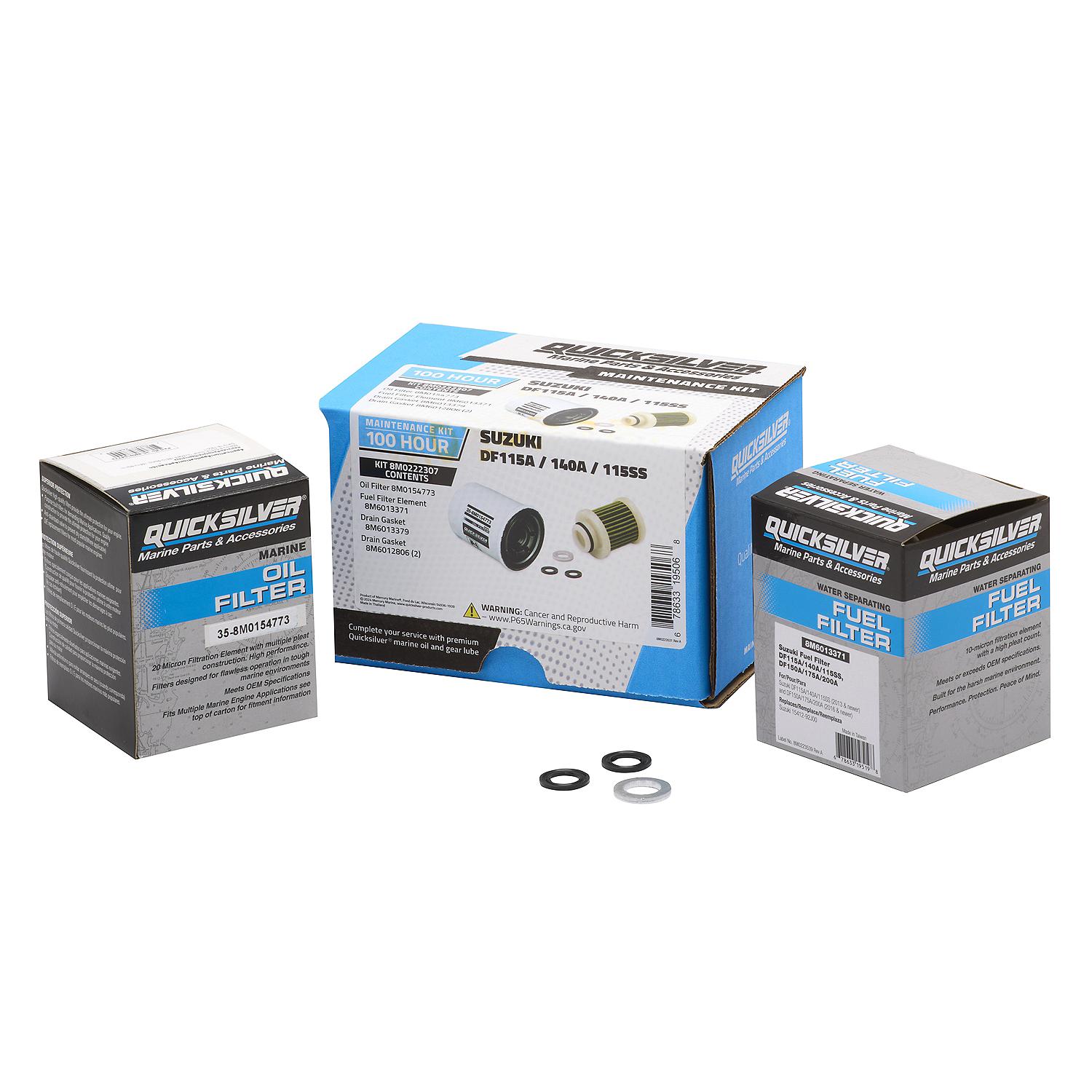 Quicksilver 8M0222307  100 Hour Maintenance Kit, Suzuki DF115A/140A/115SS