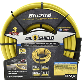 BluBird OS38100 OilShield Rubber Air Hose Assembly 3/8in x 100ft