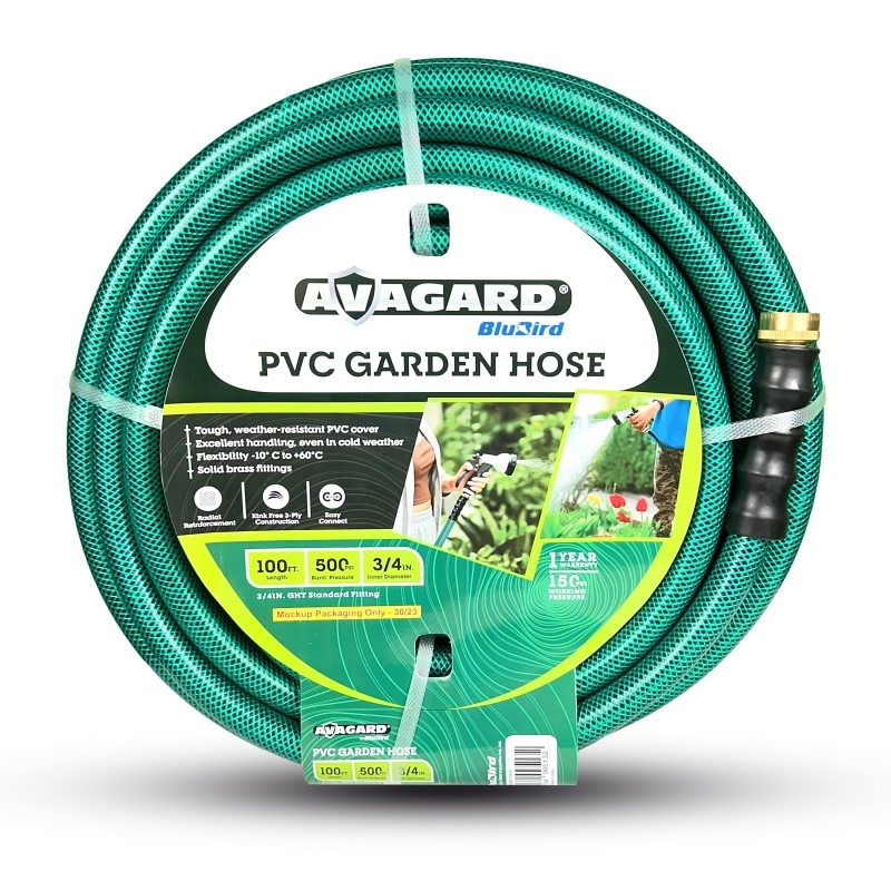 Avagard AVGPV34100 PVC Water Hose Assembly 3/4" x 100' with Brass Fittings