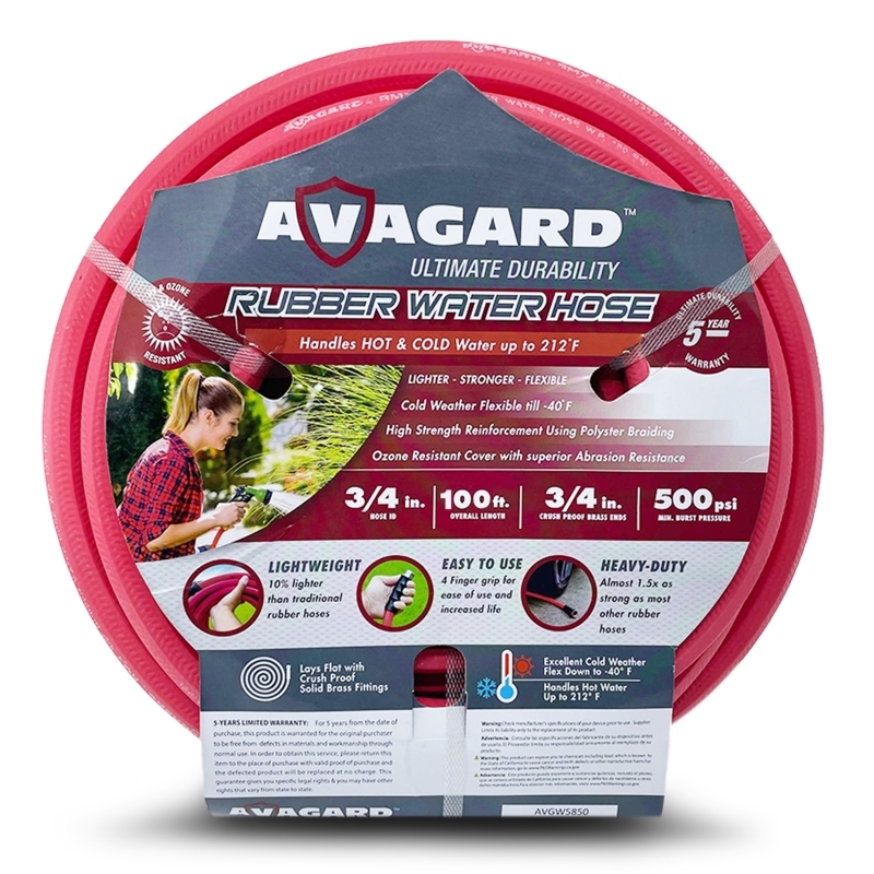 Avagard AVGWORD34100 Heavy-Duty Rubber Water Hose 3/4" x 100'