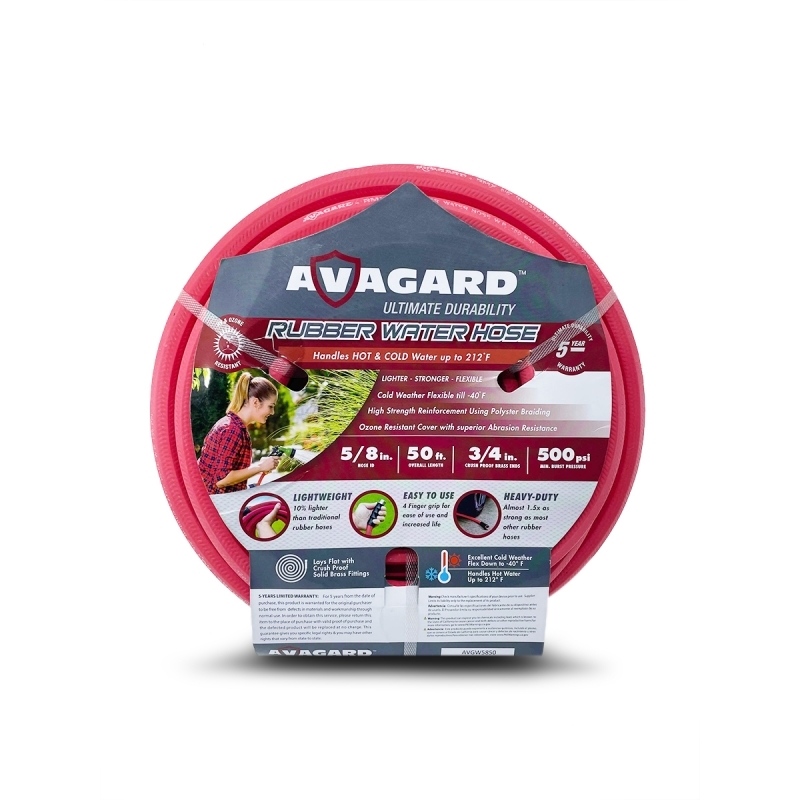 Avagard AVGWORD5850 Rubber Water Hose Assembly 5/8" x 50'