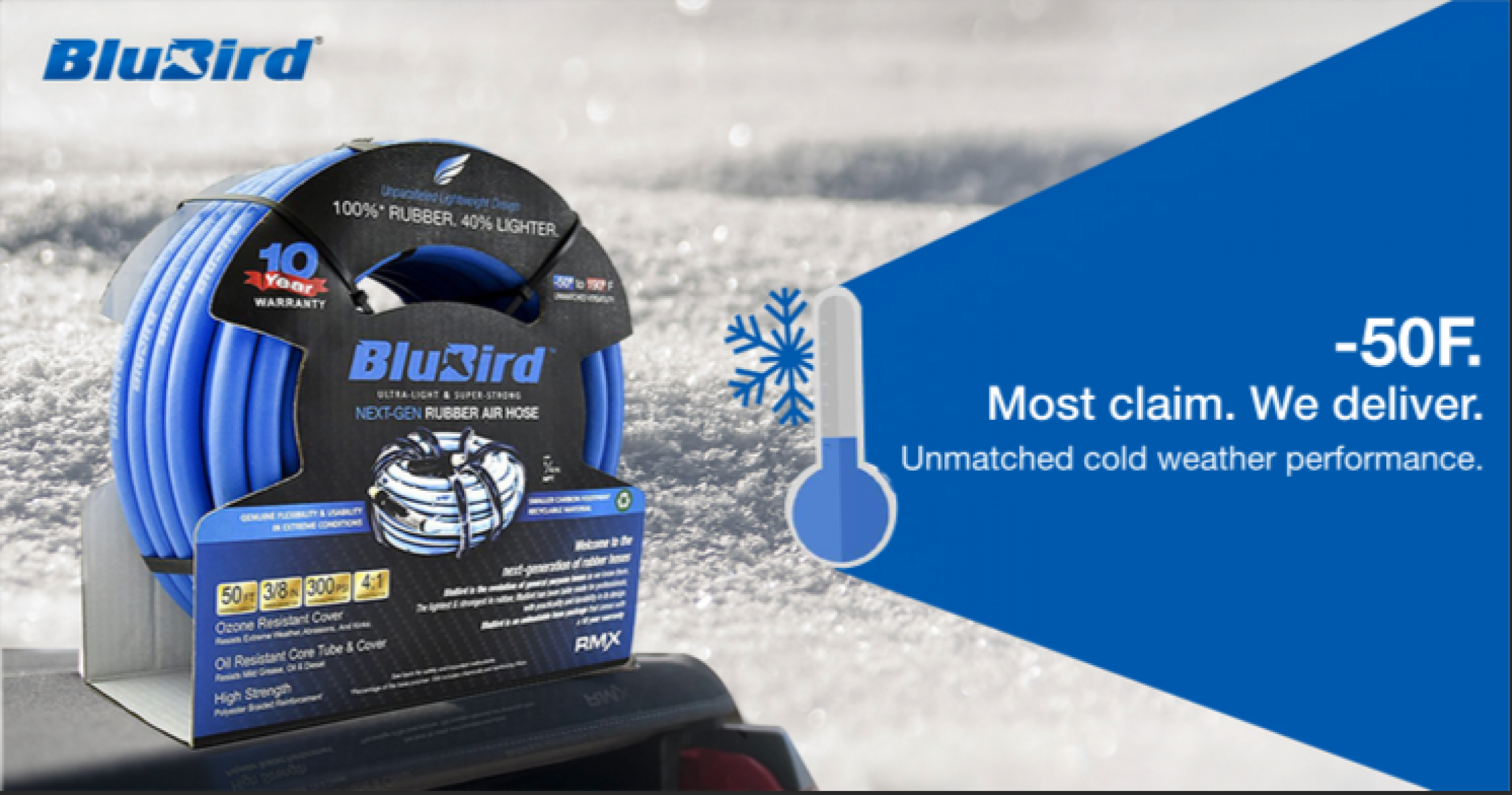 BluBird BB1225 Rubber Air Hose Assembly 1/2" x 25 Feet