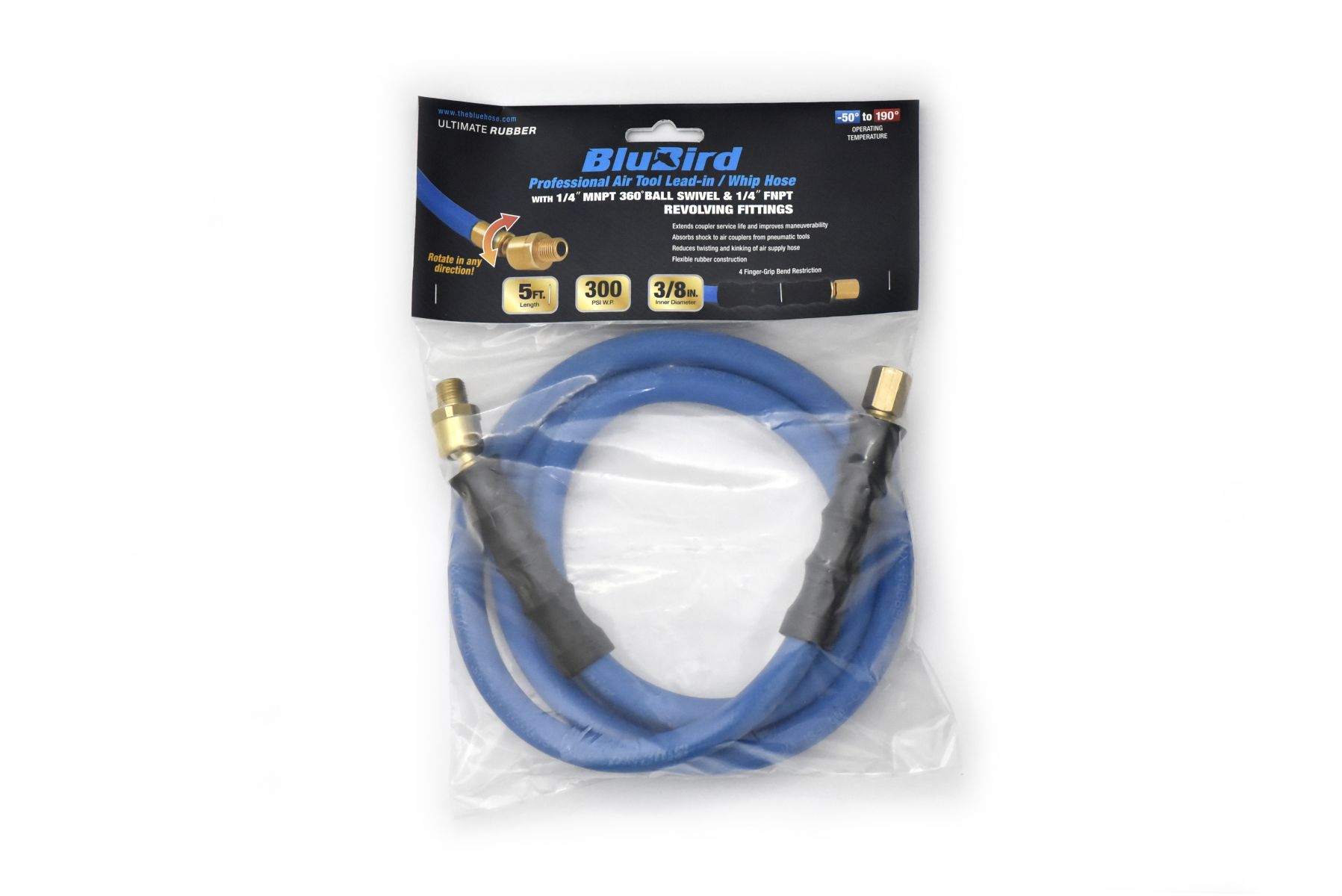 BluBird BBSR3805 Rubber Air Hose Whip Snubber 3/8" x 5'