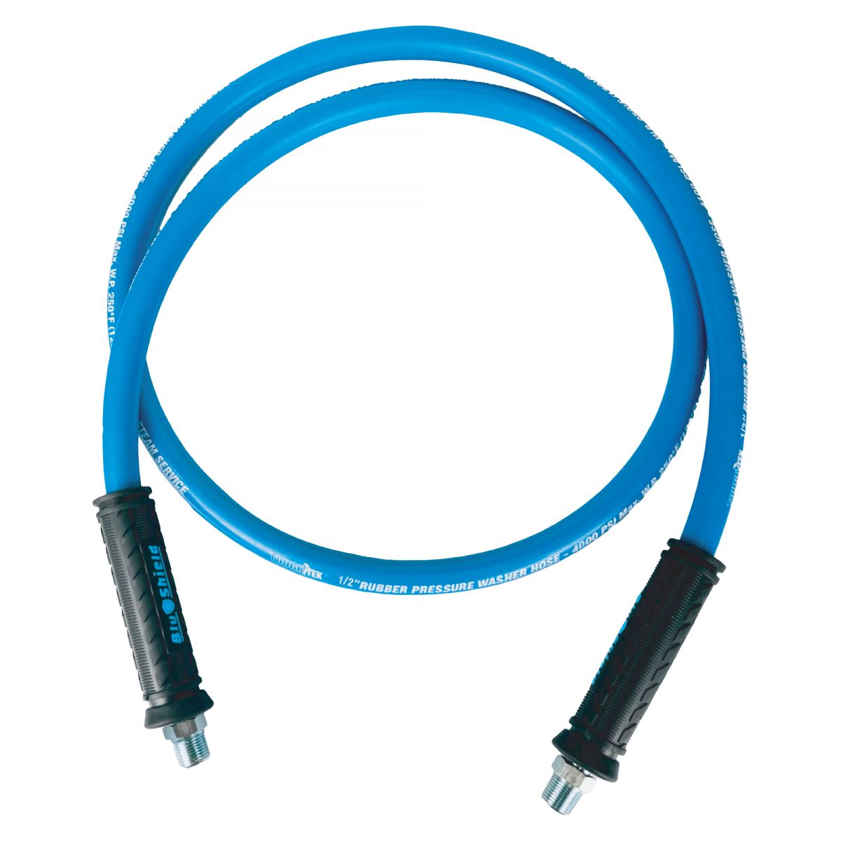 Blushield TTPW1206-NM Tough-Tek Rubber Pressure Washing Hose 1/2" x 6' Blue