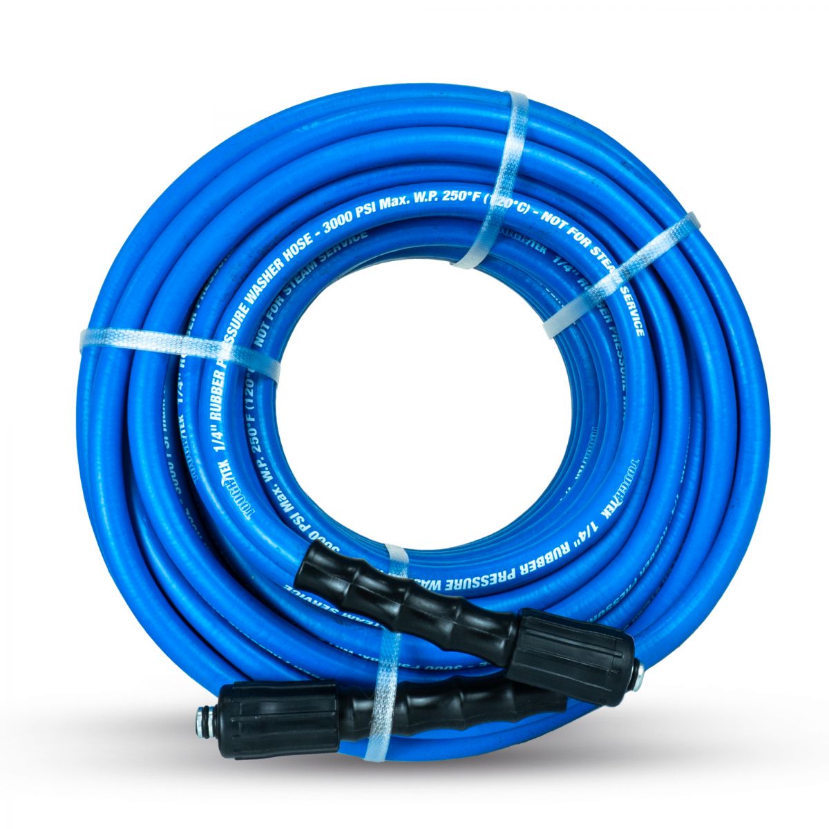 Blushield TTPW14100-NM Tough-Tek 1/4" x 100' Rubber Pressure Washer Hose with M22 Coupler