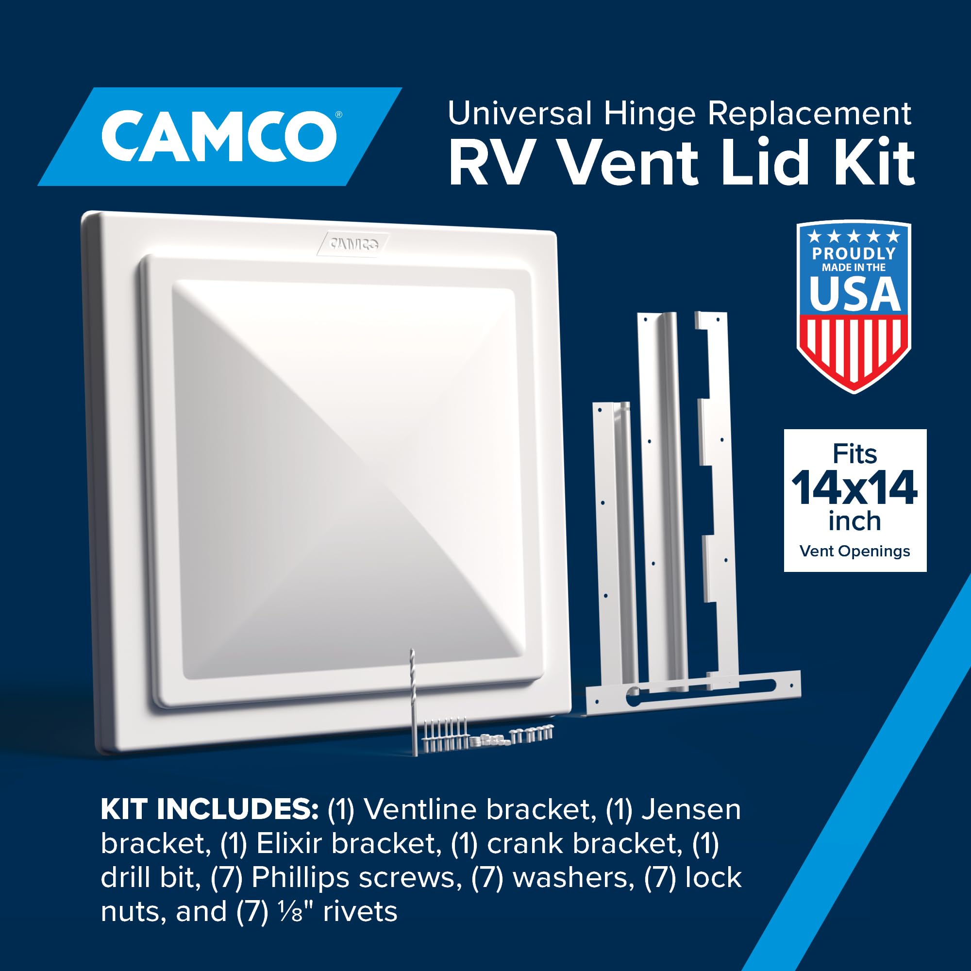 Camco 40195 Universal RV Roof Vent Replacement Kit 14x14 Inch