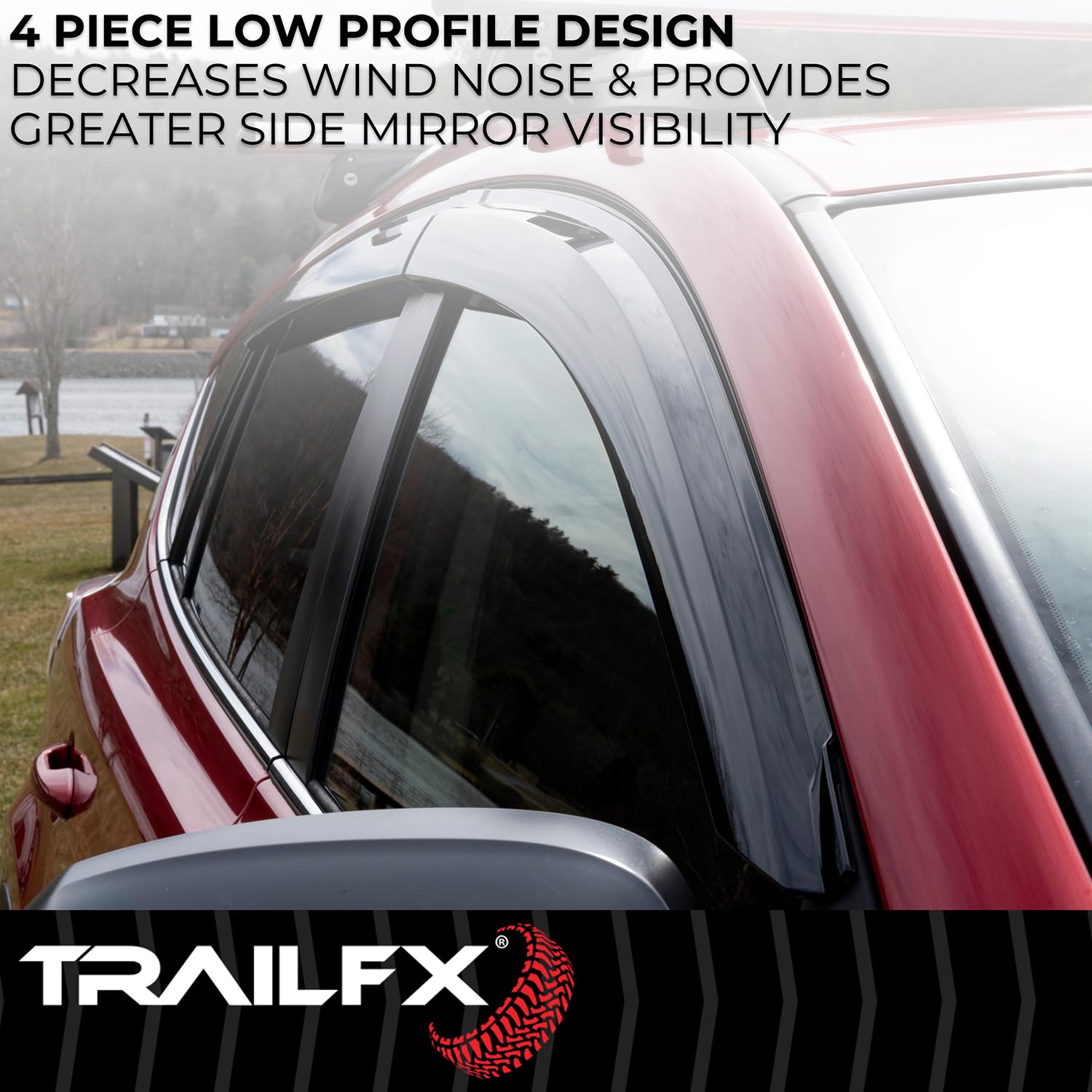 TrailFX 4930H Window Vent Visor Set - 2019-2024 Ford Edge, Smoke Tint, 4-Piece