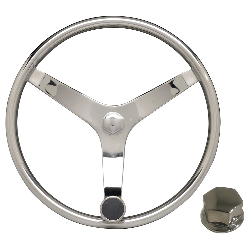 Uflex V46 KIT UFLEX V46 SS STEERING WHEEL  W/SPEED KNOB AND CHROME NUT 