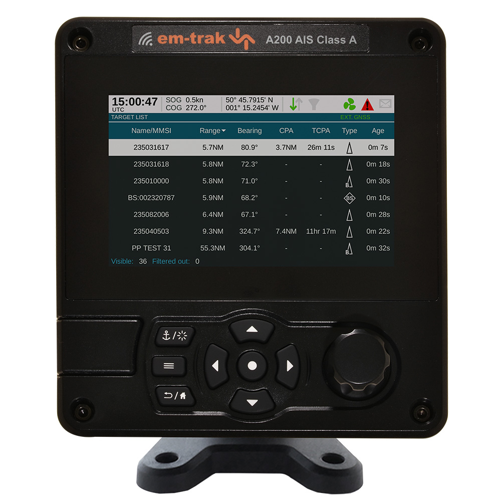 Em-Trak Marine Electronics 425-0012 A200 Class A AIS Transceiver with 5-Inch Color Display