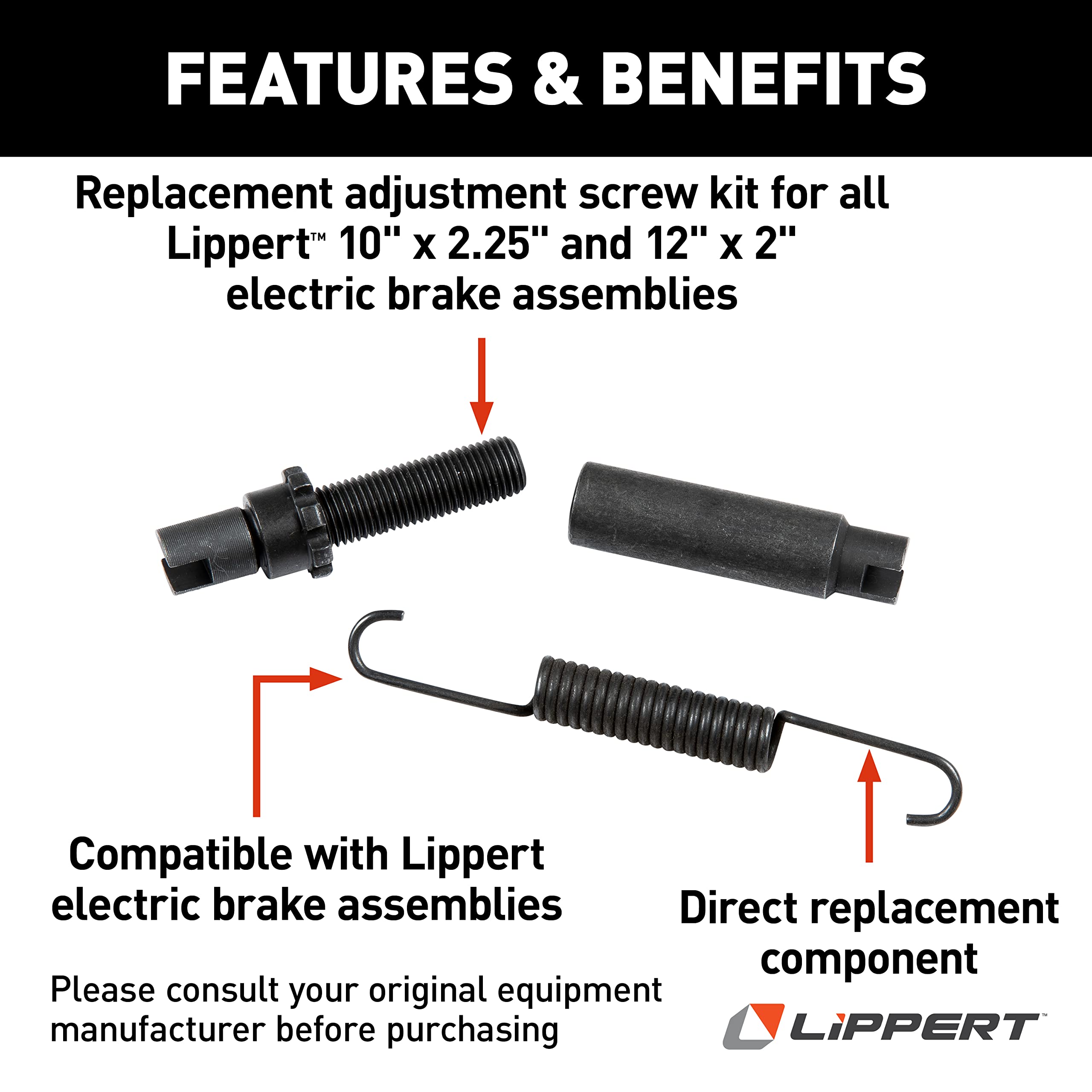 Lippert Components 136453 Replacement Adjustment Screw Kit for RV Trailer Electric Brake Assembly