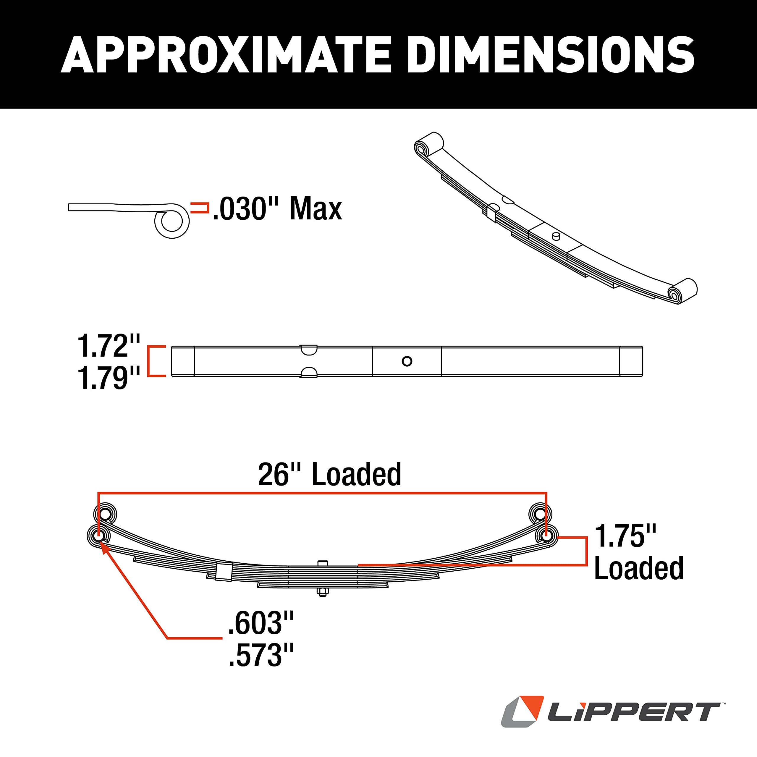 Lippert Components 124903 Double-Eye Leaf Spring 26" 1750 lb Capacity RV Trailer