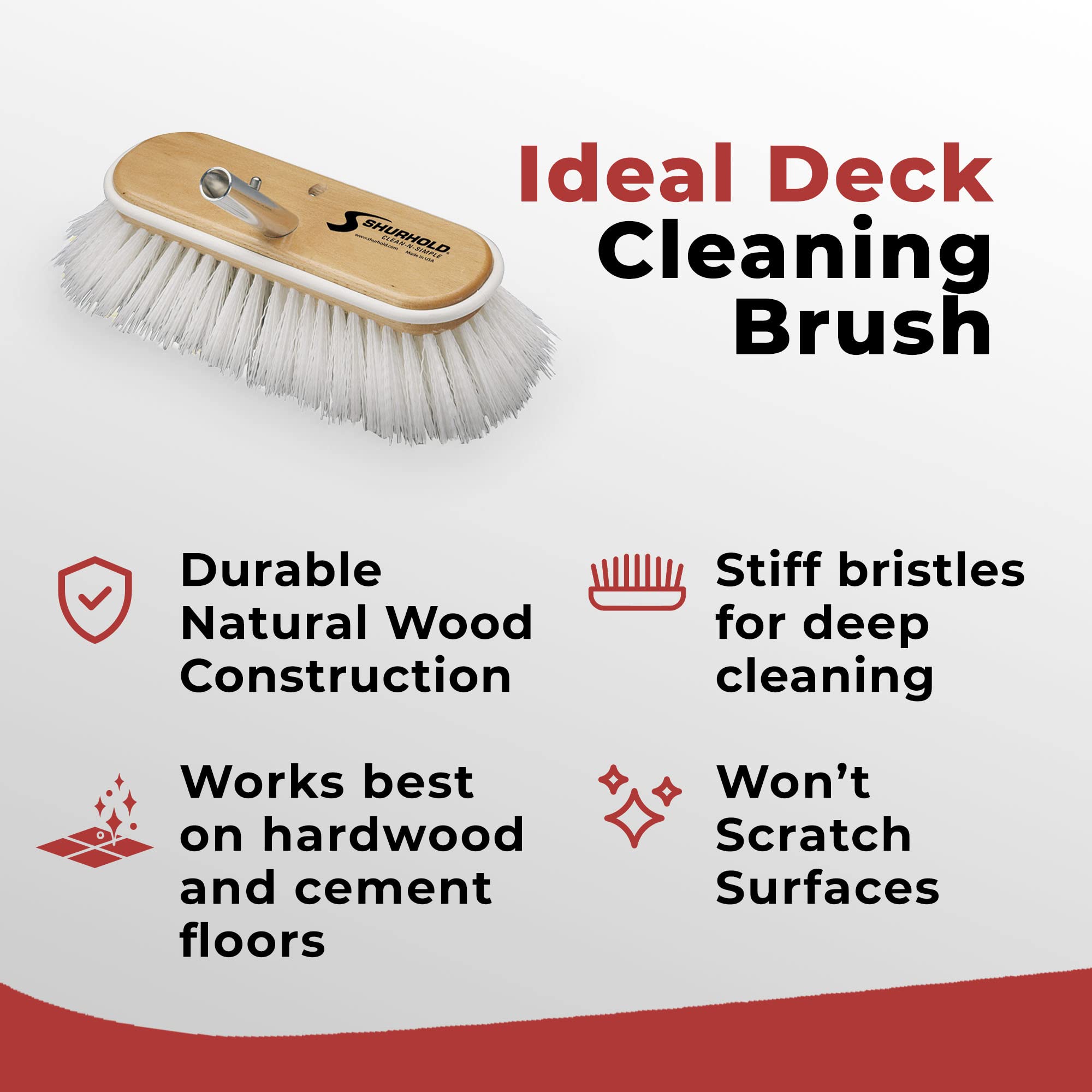 Shurhold 990 Medium Deck Brush with Shur-Lok Adapter