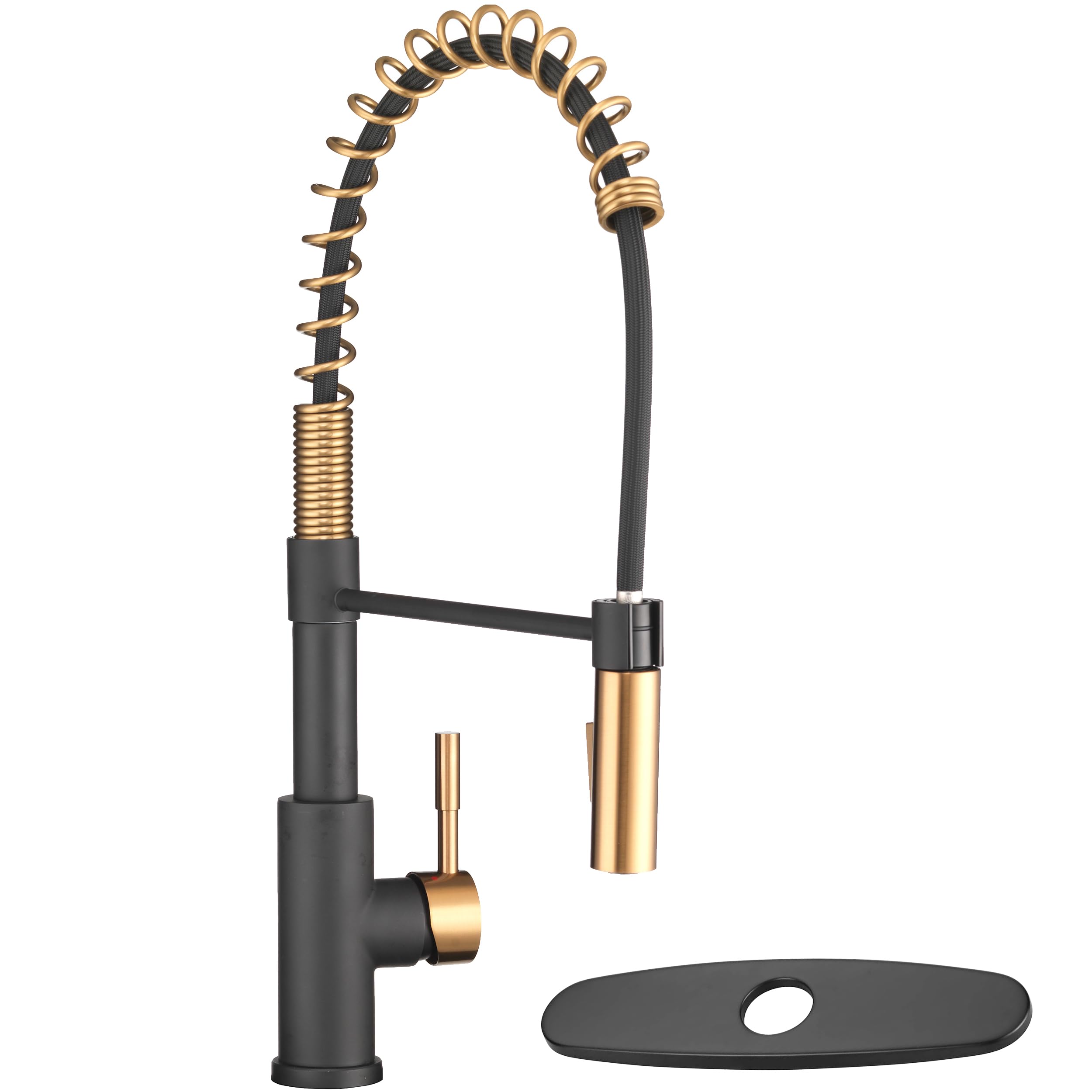 Dura Faucet DF-MK504SLK-MBRG RV Kitchen Faucet Single Handle Pull-Down Sprayer Black Rose Gold