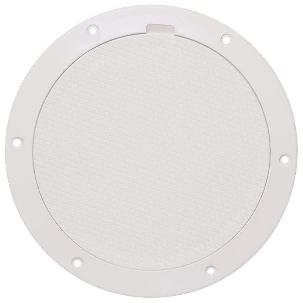 Beckson Marine DP85-W Pry-Out Deck Plate 8 Inch White with Diamond Center