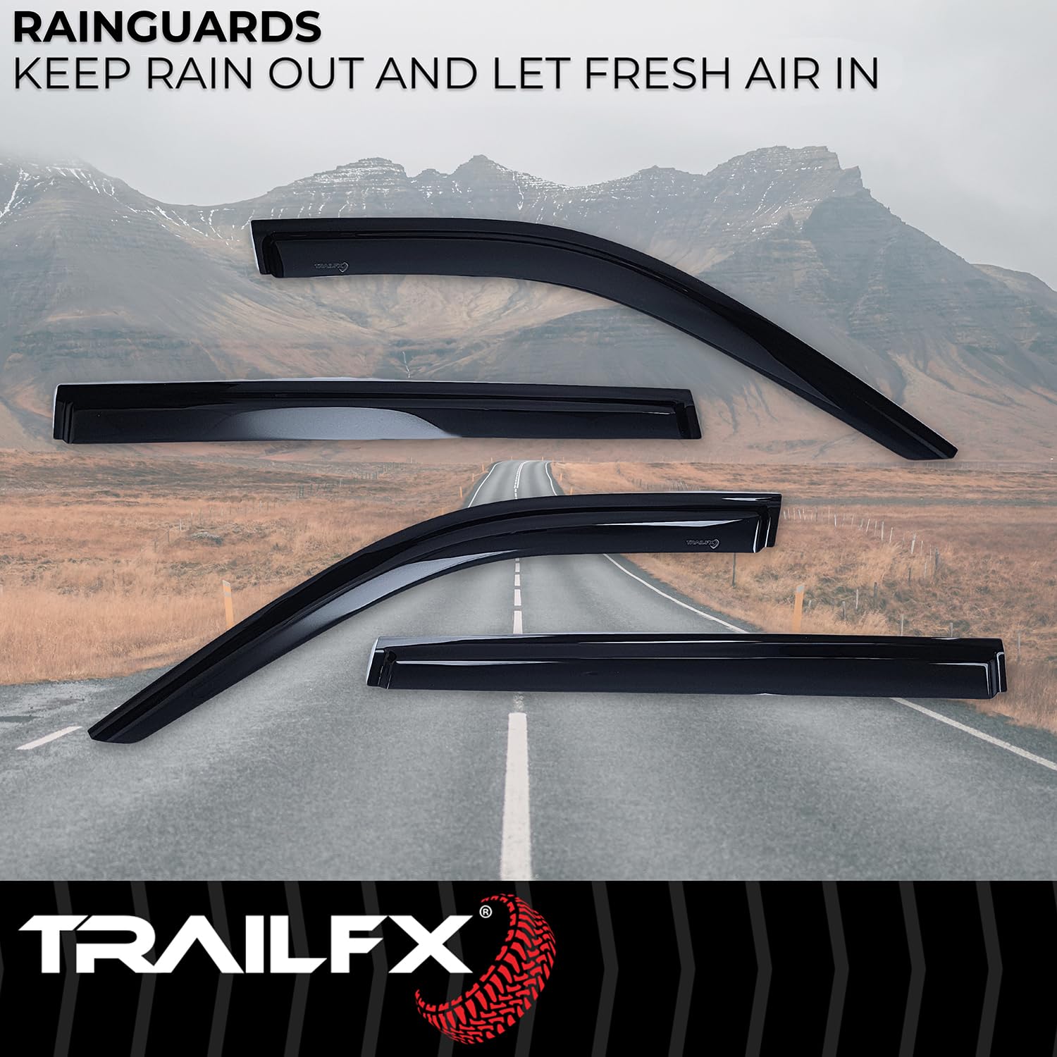 TrailFX 4739H Window Vent Visor Rain Guards for 2020-2025 Toyota Highlander