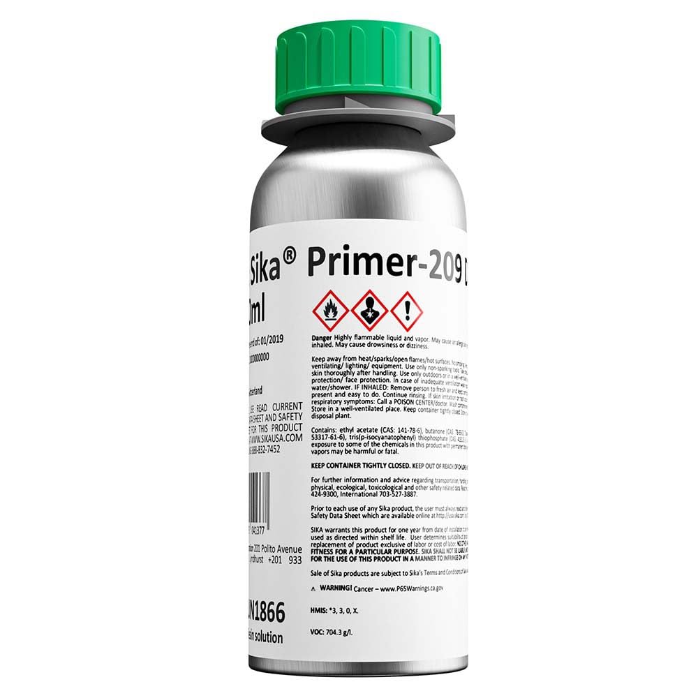Sika 451588 Primer 209D Black Solvent-Based Adhesion Primer 250ml Bottle
