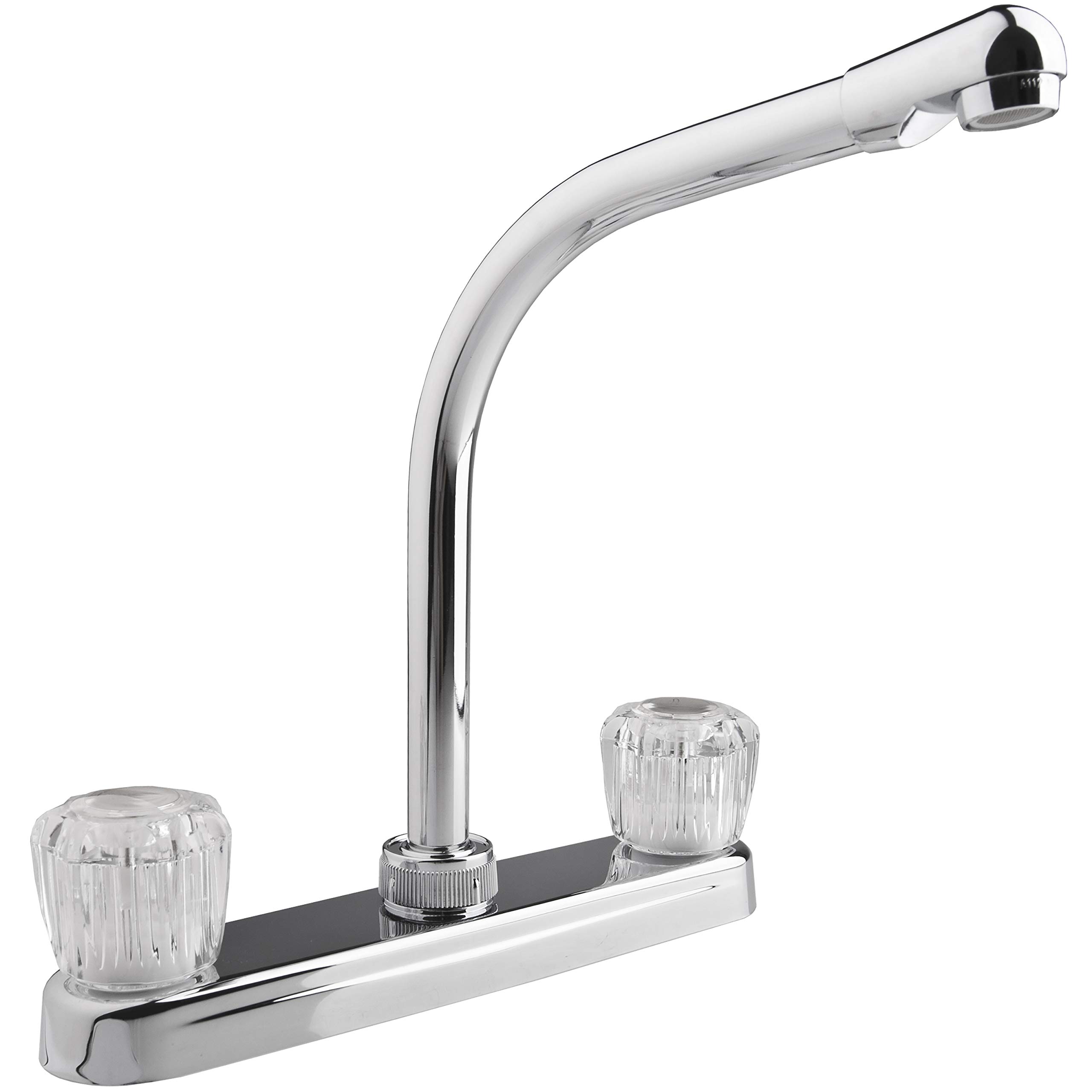 Dura Faucet DFPK210ACP Hi-Rise RV Kitchen Faucet with Crystal Knobs, Chrome