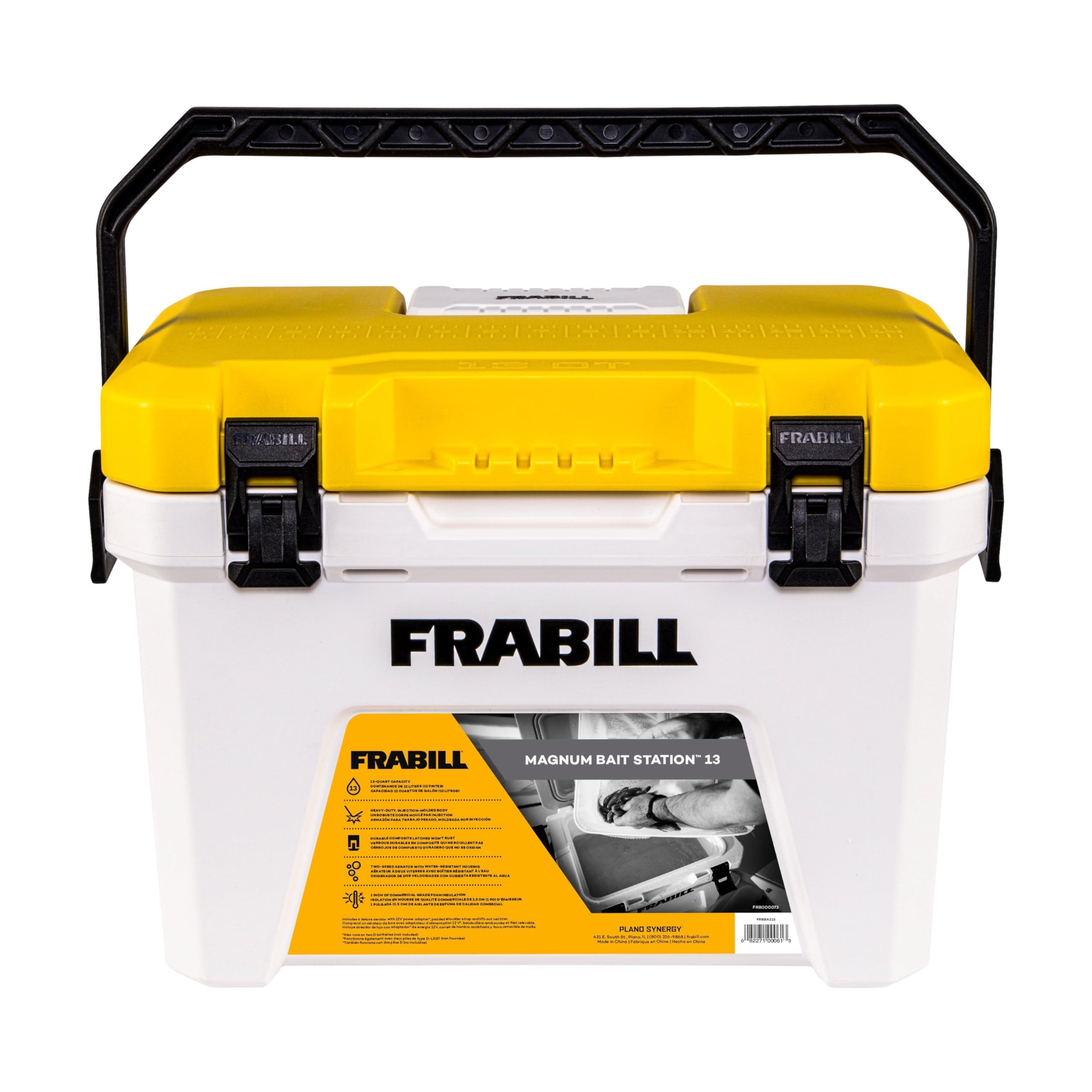 Frabill FRBBA213 Magnum Bait Station 13 Quart Live Bait Well, White And Yellow