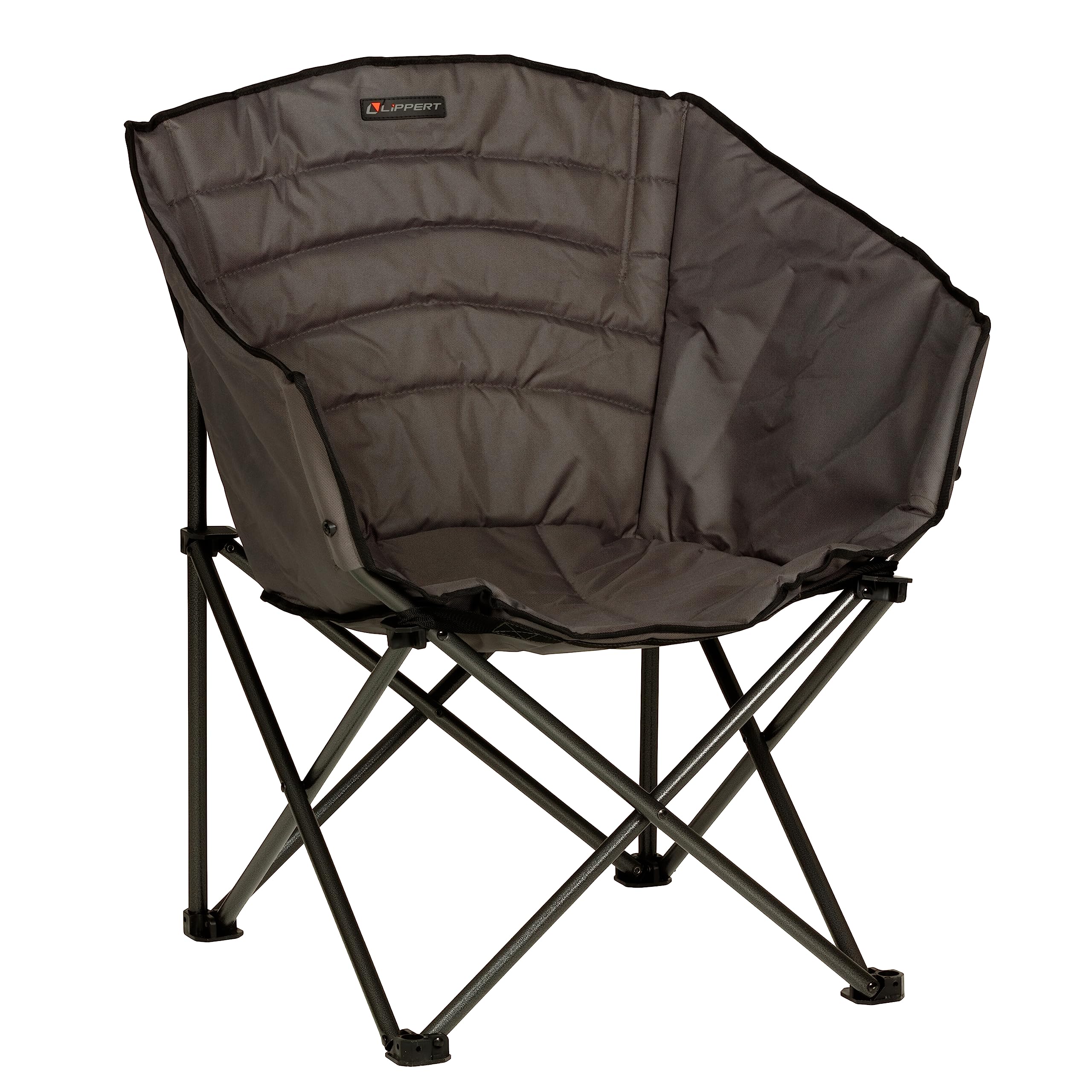 Lippert Components 2022114800 Campfire Barrel Chair Dark Grey Foldable Padded Outdoor Chair