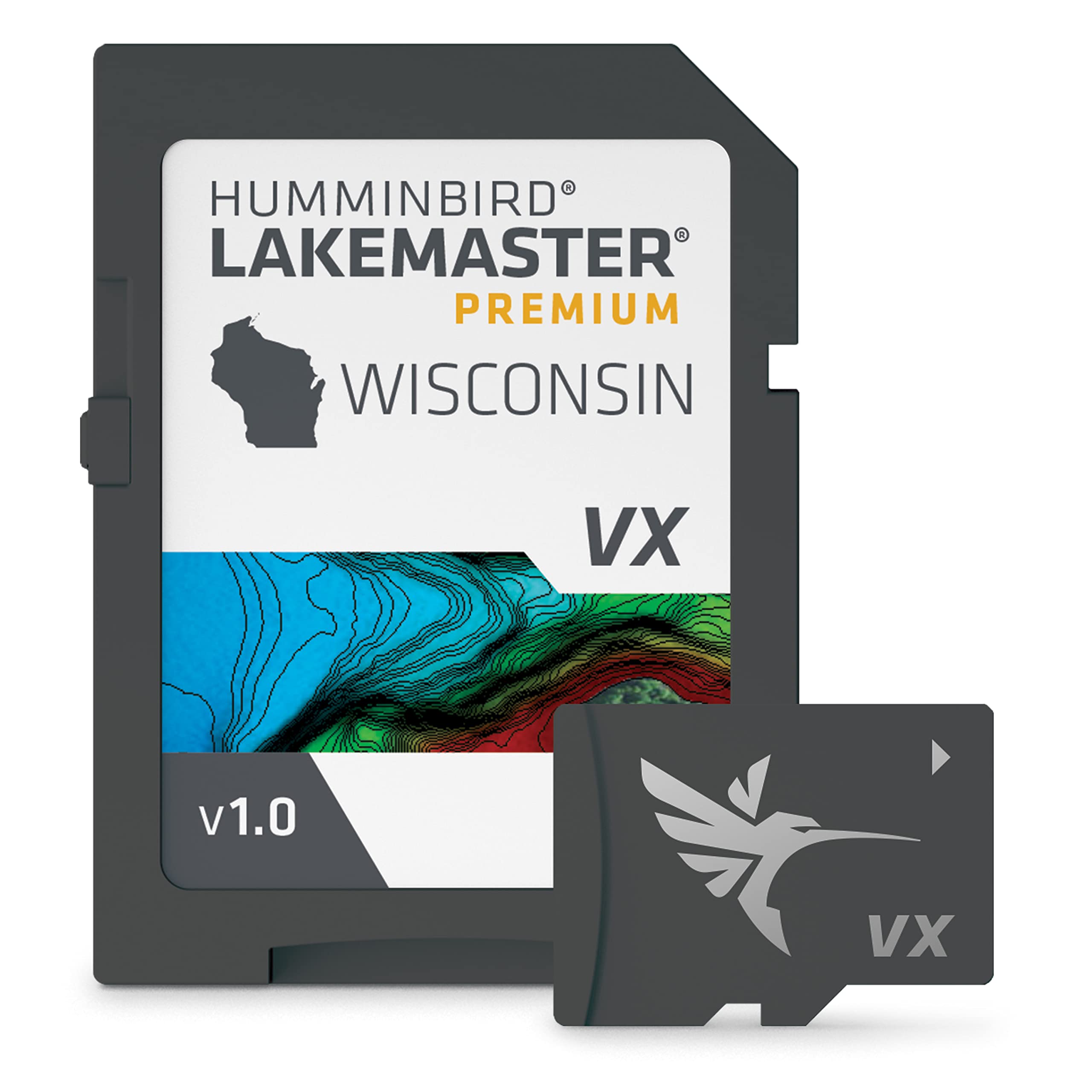 Humminbird 602010-1 LakeMaster Premium Wisconsin V1 GPS Map Card with VX Technology