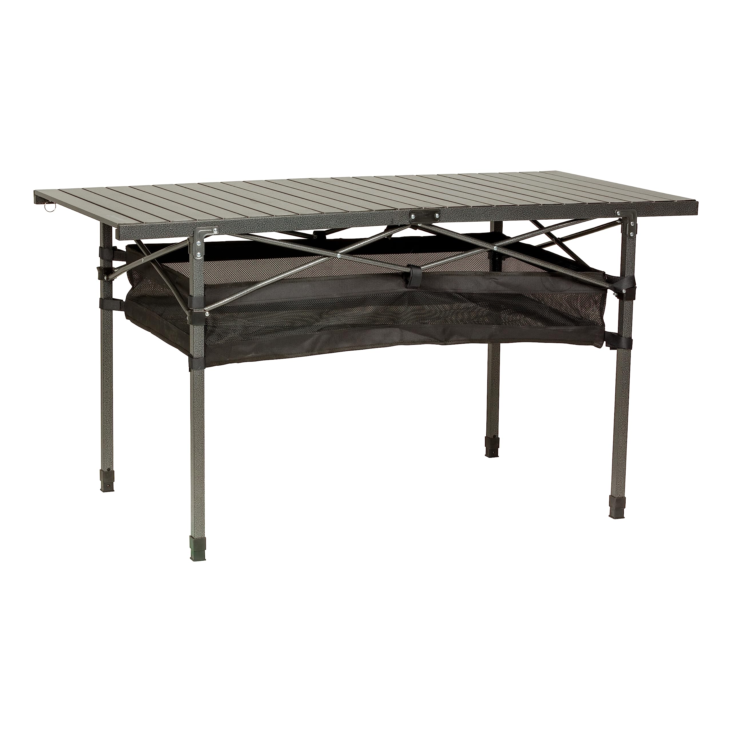 Lippert Components 2022122524 Big Bear Adjustable XL Camping Table with Mesh Shelf