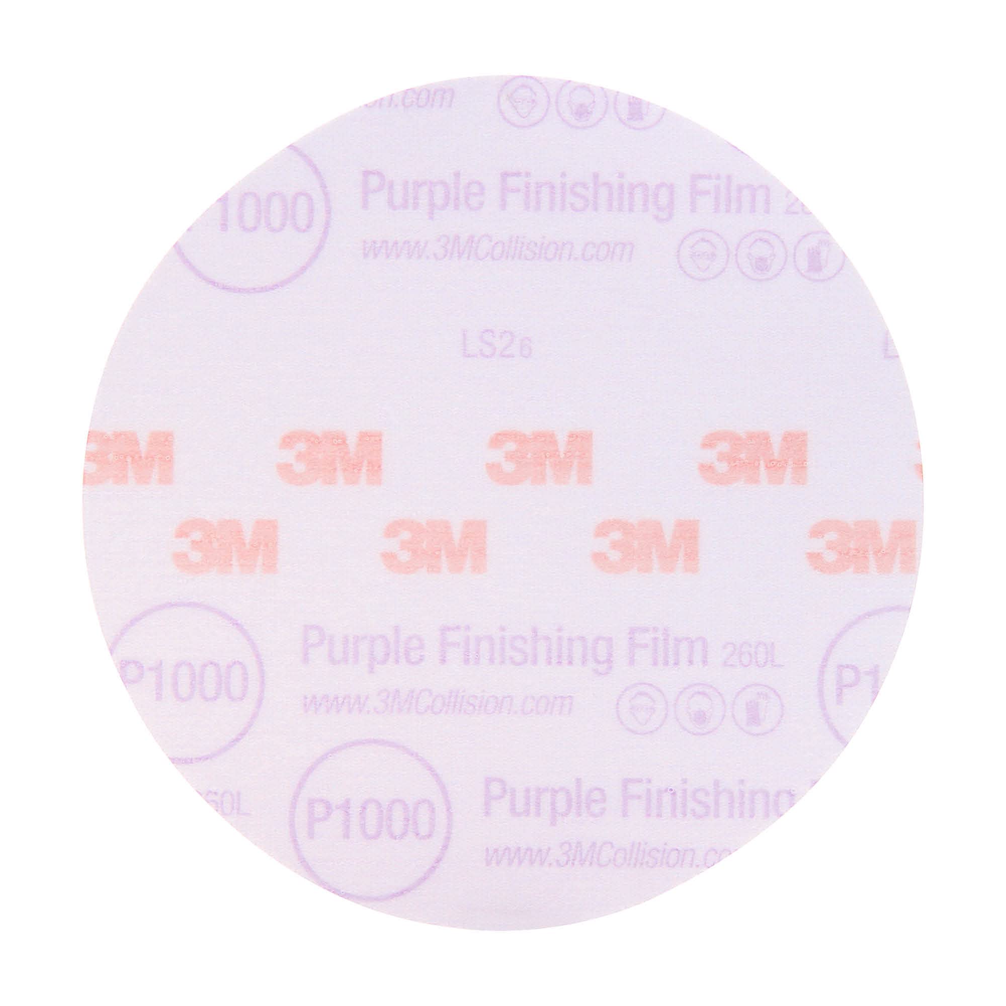 3M 30669 Hookit Purple 6" P1000 Grit Finishing Film Disc (50/Box)