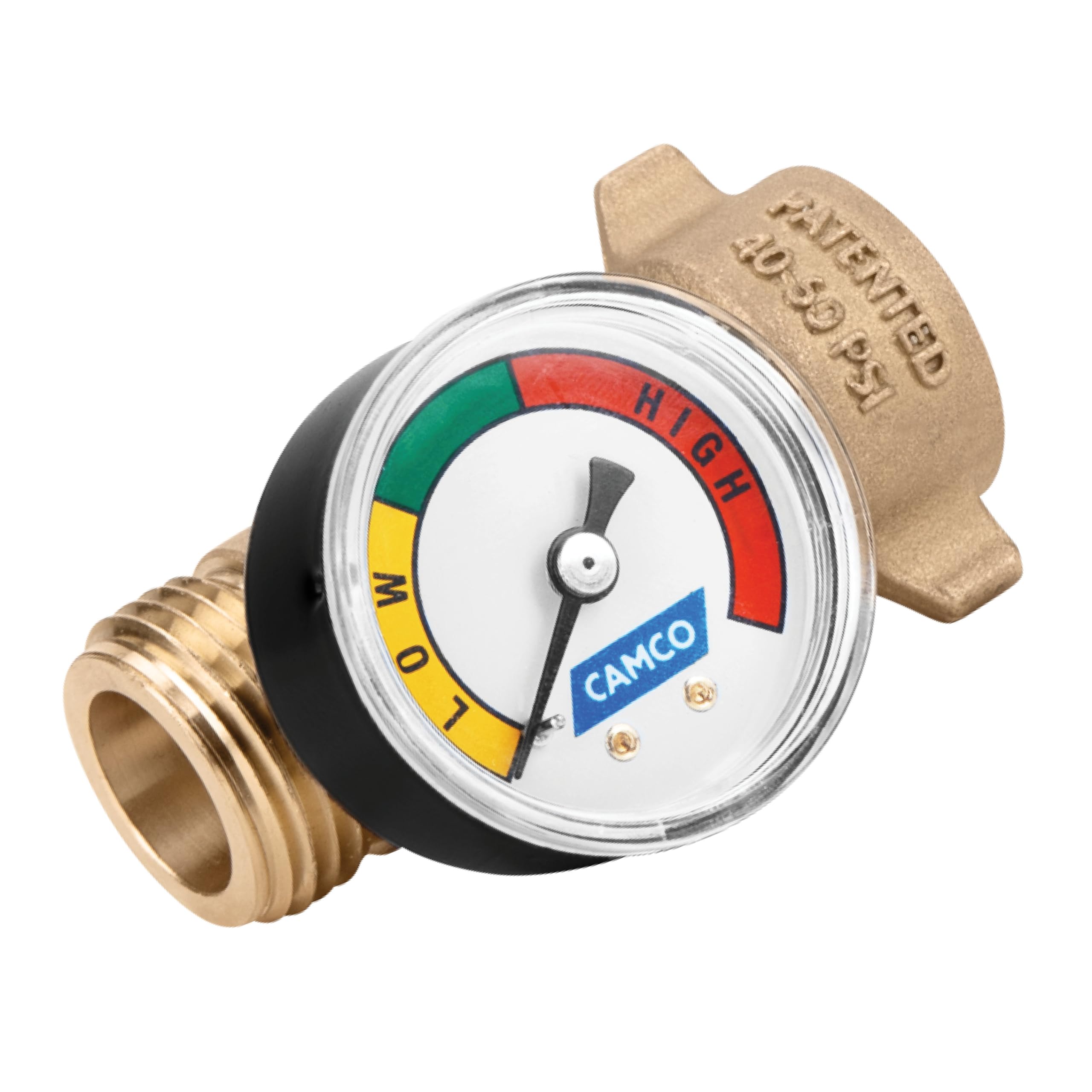 Camco 40064 Brass Water Pressure Regulator with Gauge for RV