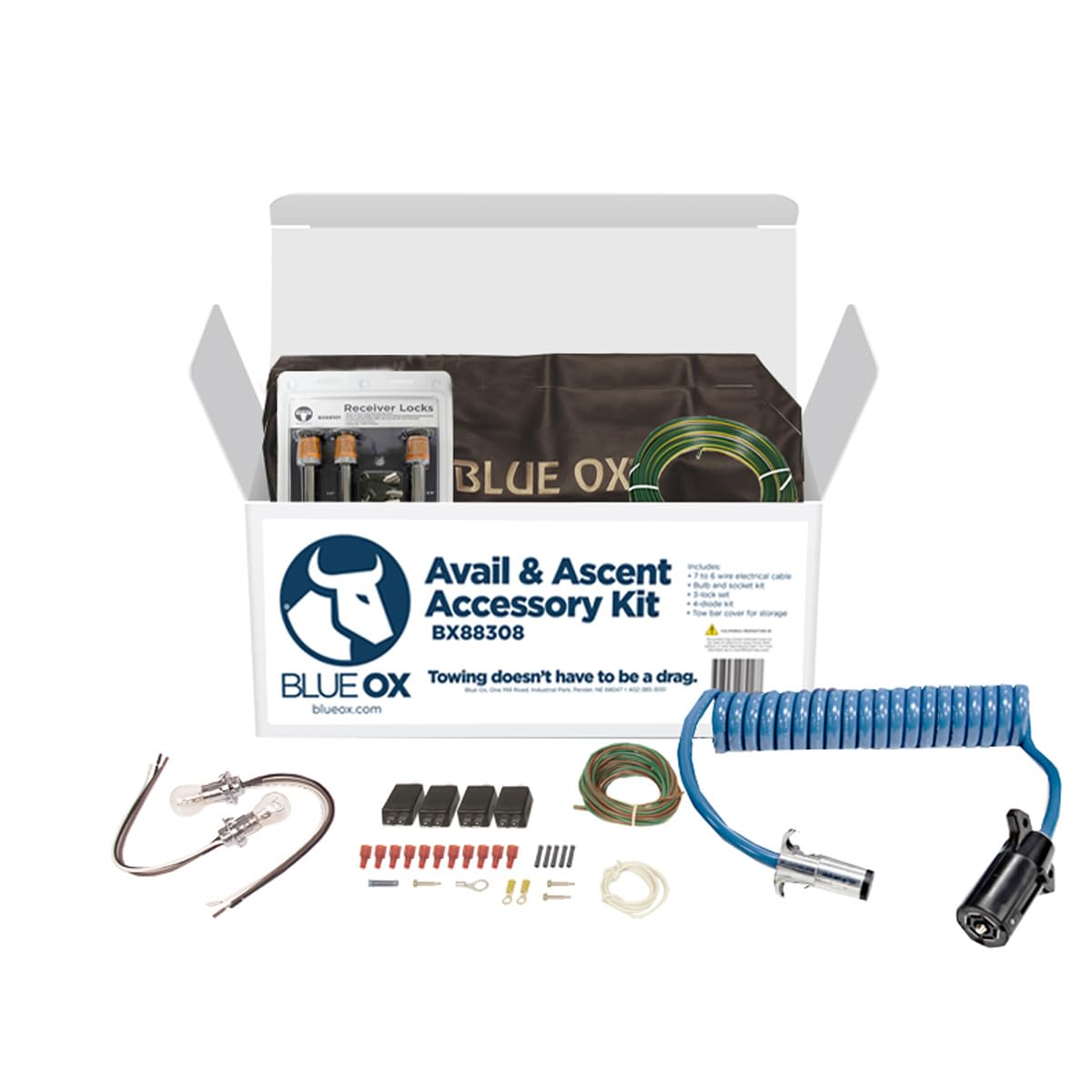 Blue Ox BX88308 Avail Ascent Tow Bar Accessory Kit with Wiring and Diodes