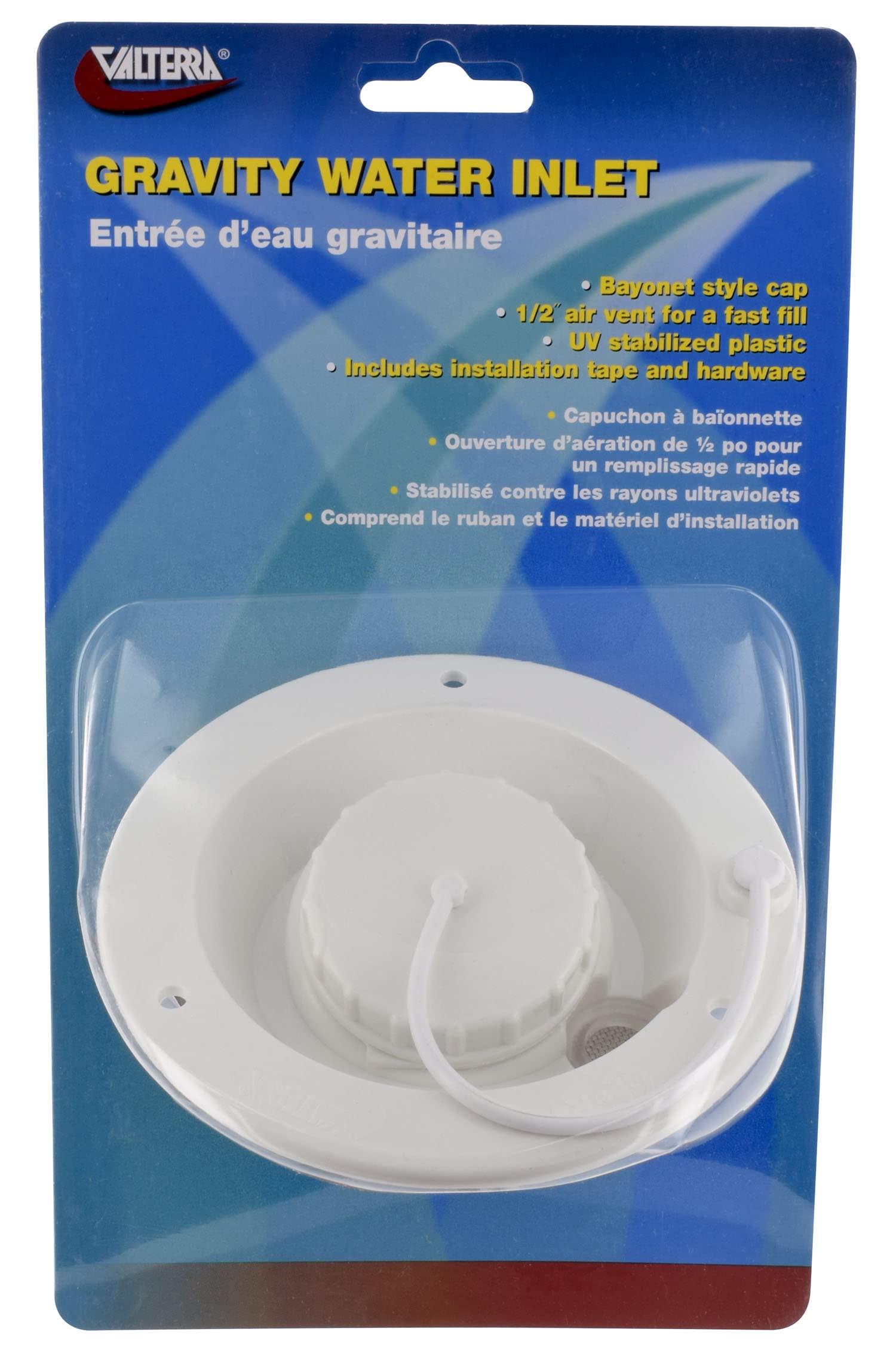 Valterra A01-2003VP Gravity Water Inlet for RV Fresh Water System White