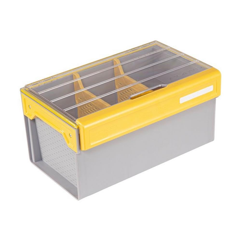 Plano PLASE800 Edge Premium Plastics And Bulk Tackle Utility Box, Clear And Yellow, Rust-Resistant, Waterproof Bulk Premium Storage Organizer For Plastic Tackle