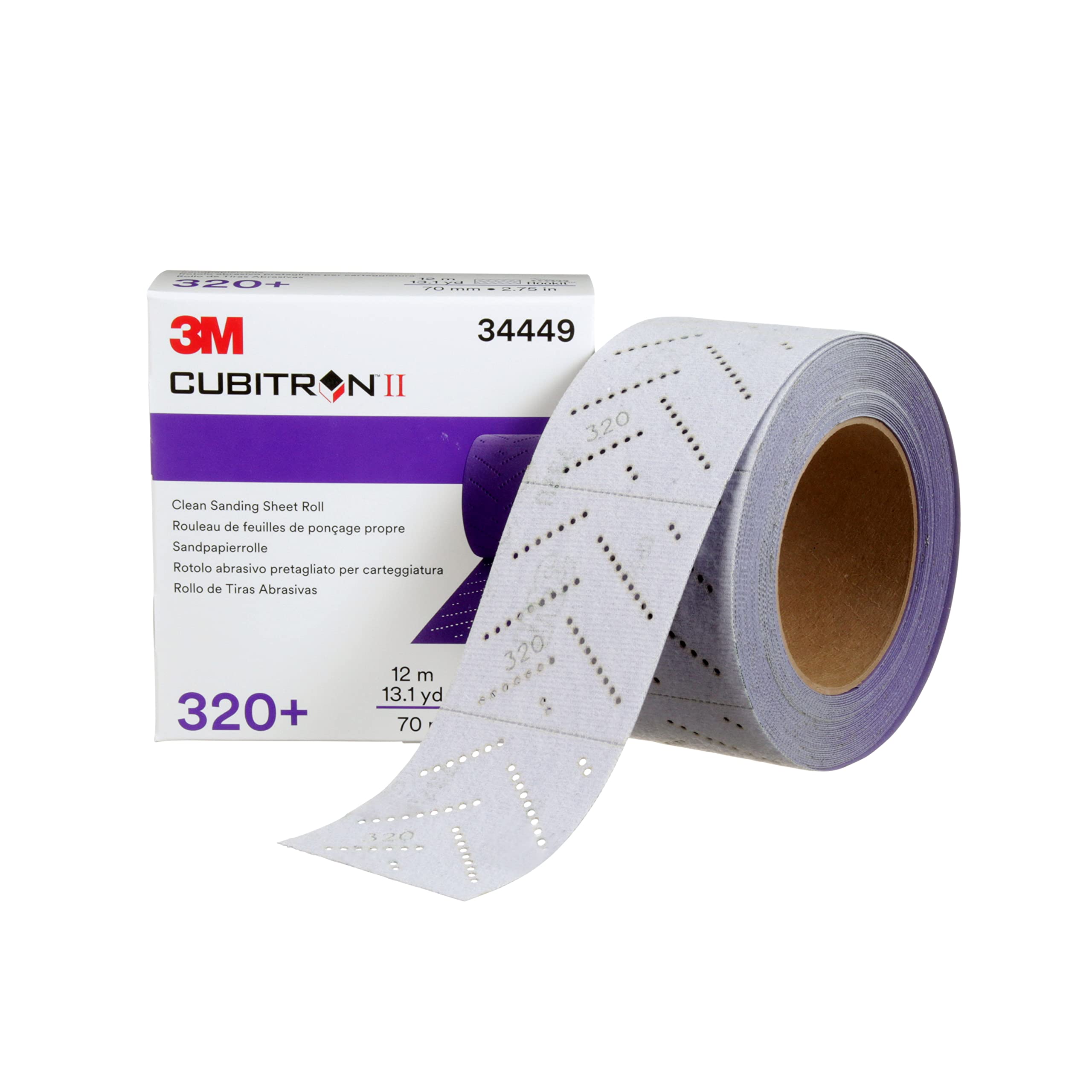3M 34449 Cubitron II Hookit Clean Sanding Sheet Roll 320 Grit 2-3/4 x 13 Yards