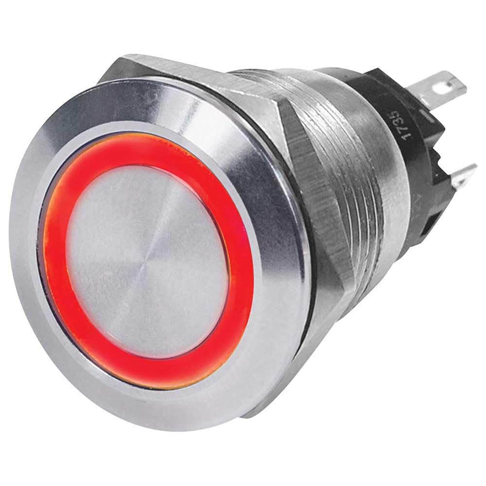 Blue Sea Systems 4162BSS Push Button LED Ring Switch Red Off-On