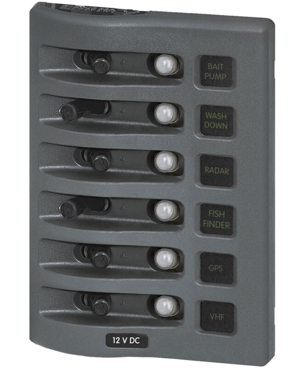 Blue Sea Systems 4376 Weatherdeck Breaker Panel 12VAC 6 Pos Gray