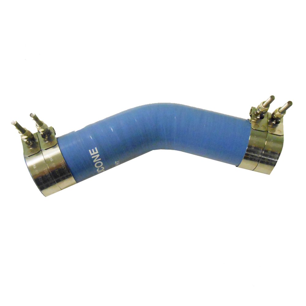 Trident Marine 242V2120-S/S Trident Marine 2-1/2" Id 45&deg; Blue Silicone Molded Wet Exhaust Elbow W/4 T-Bolt Clamps