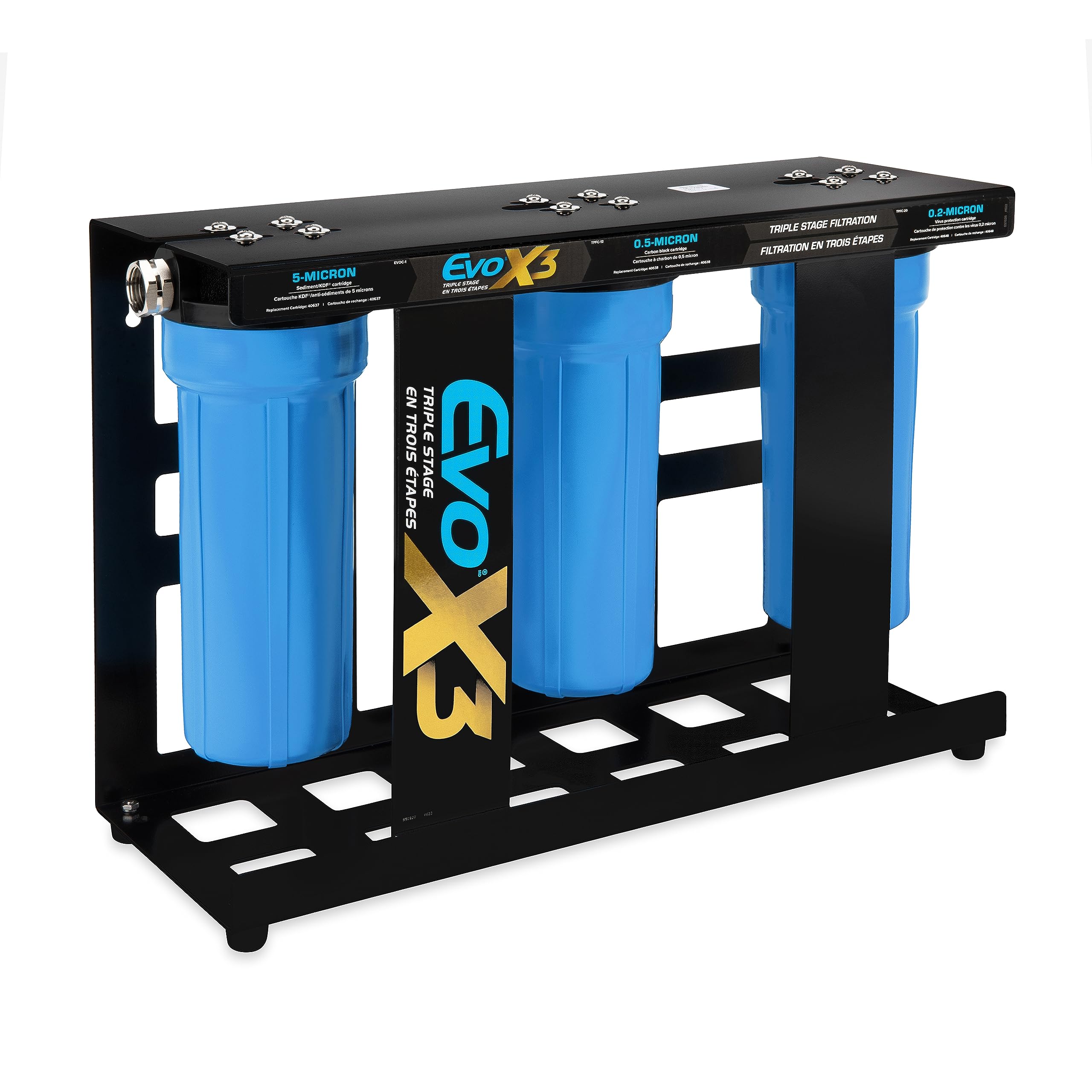 Camco 40649 Evo X3 Triple Stage RV Water Filter Kit with 0.2 Micron Filtration