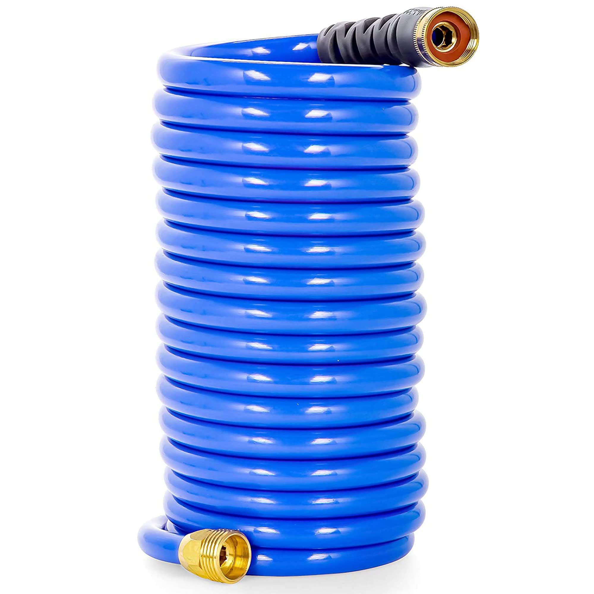 Camco 41983 20-Foot Coiled Hose with Brass Fittings
