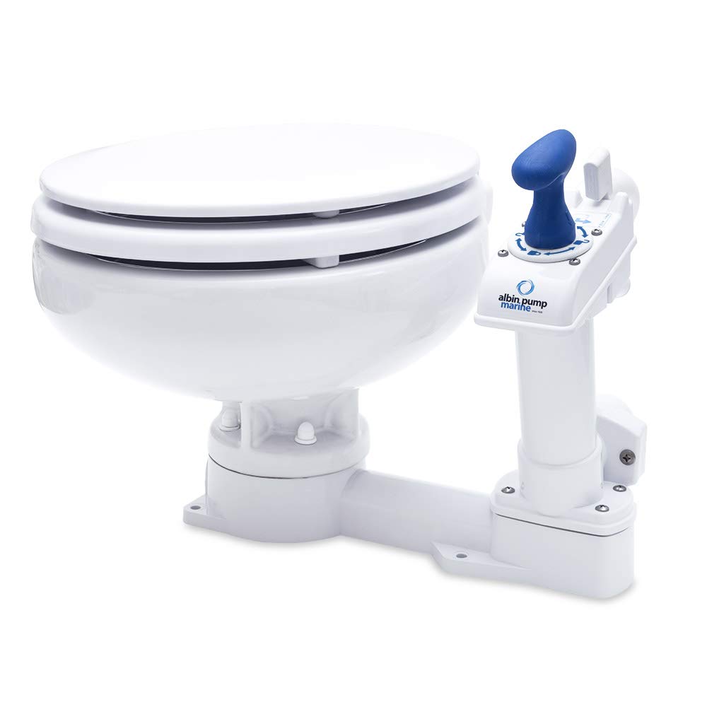 Albin 07-01-003 Manual Marine Toilet Compact Low Profile