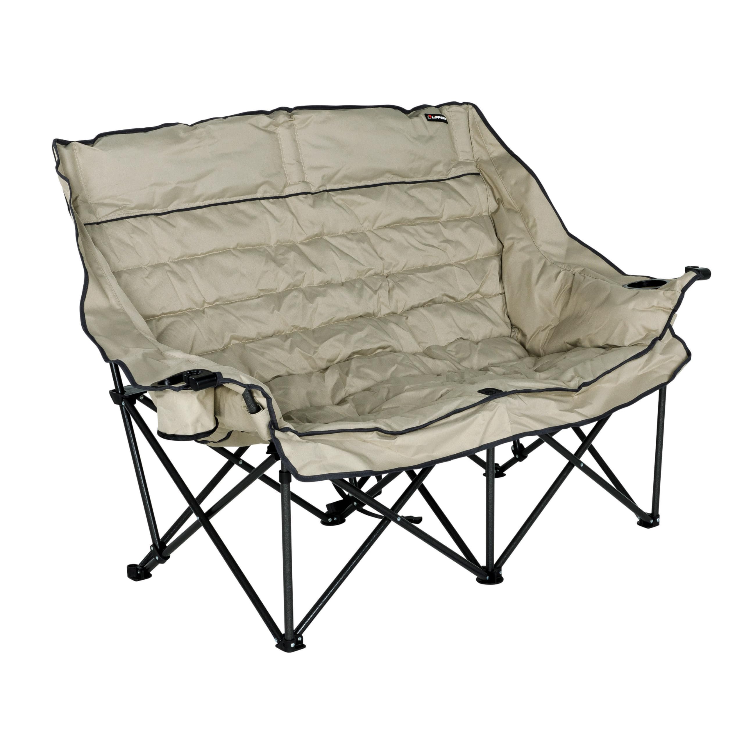 Lippert Components 2023053718 Big Bear Sand Folding Camping Loveseat 500-lb Capacity