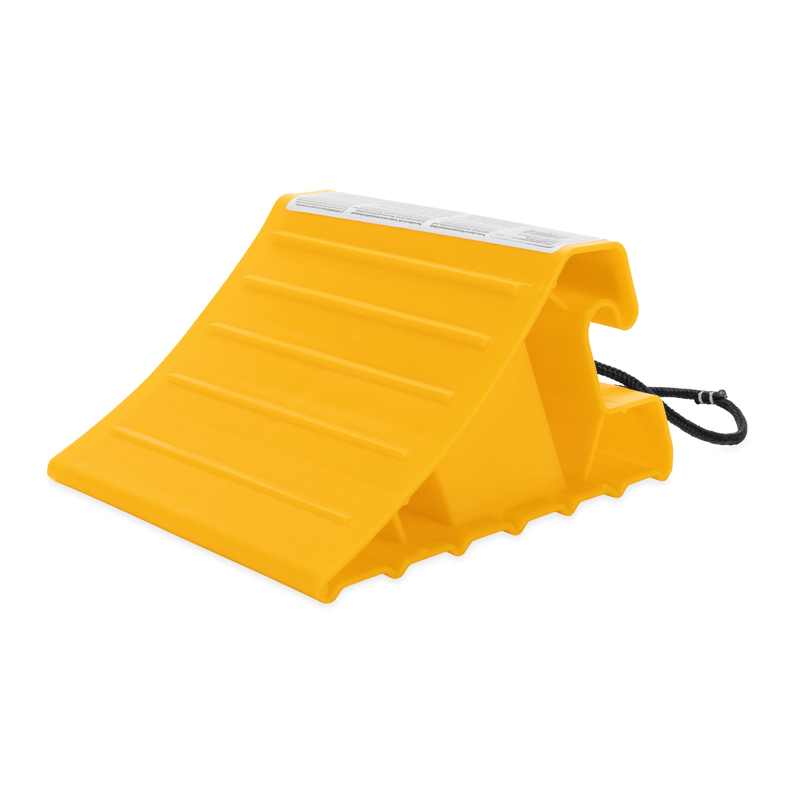 Camco 44475 Super Wheel Chock with Rope - Yellow RV Trailer Tire Stabilizer