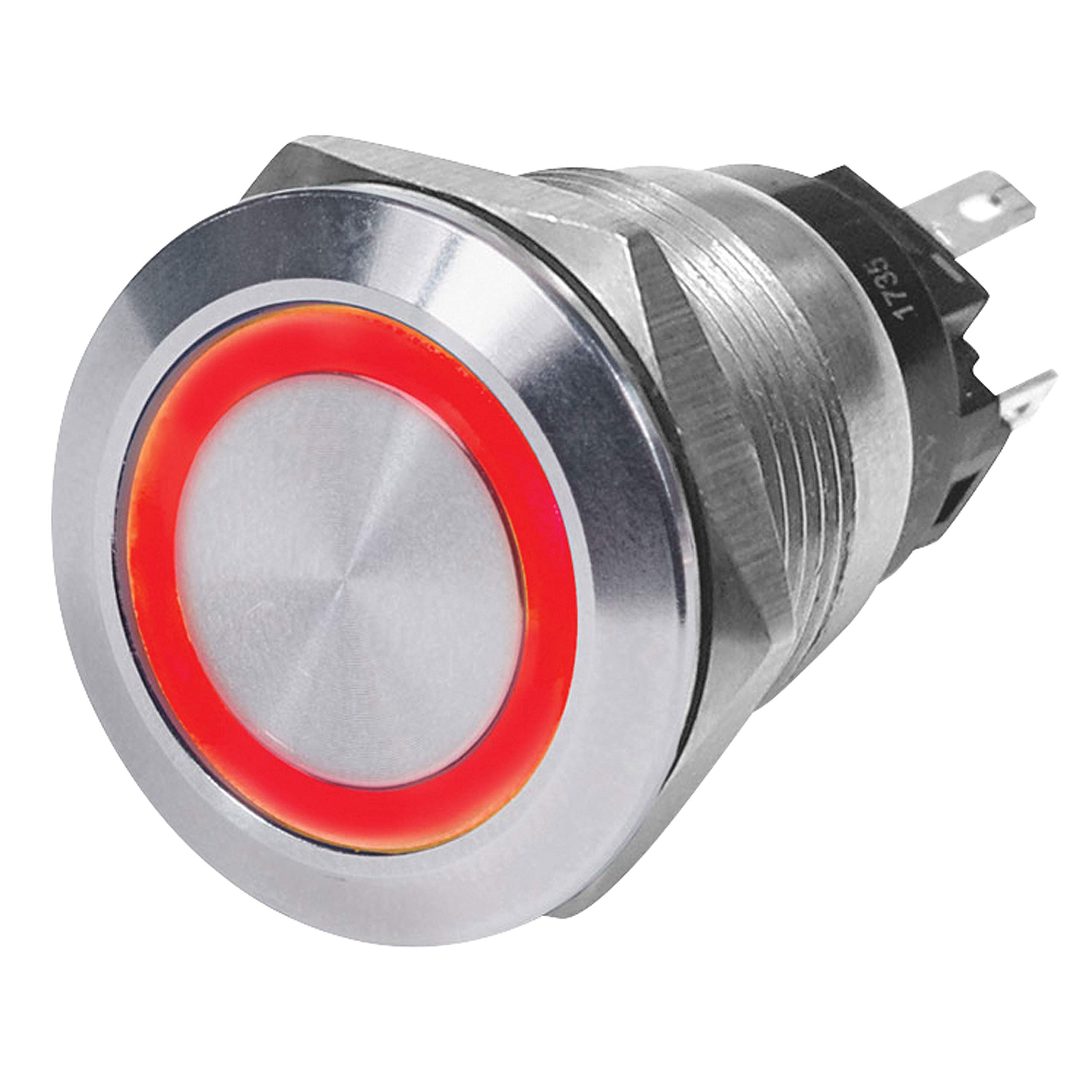 Blue Sea Systems 4163BSS Push Button LED Ring Switch Red Off-(On)