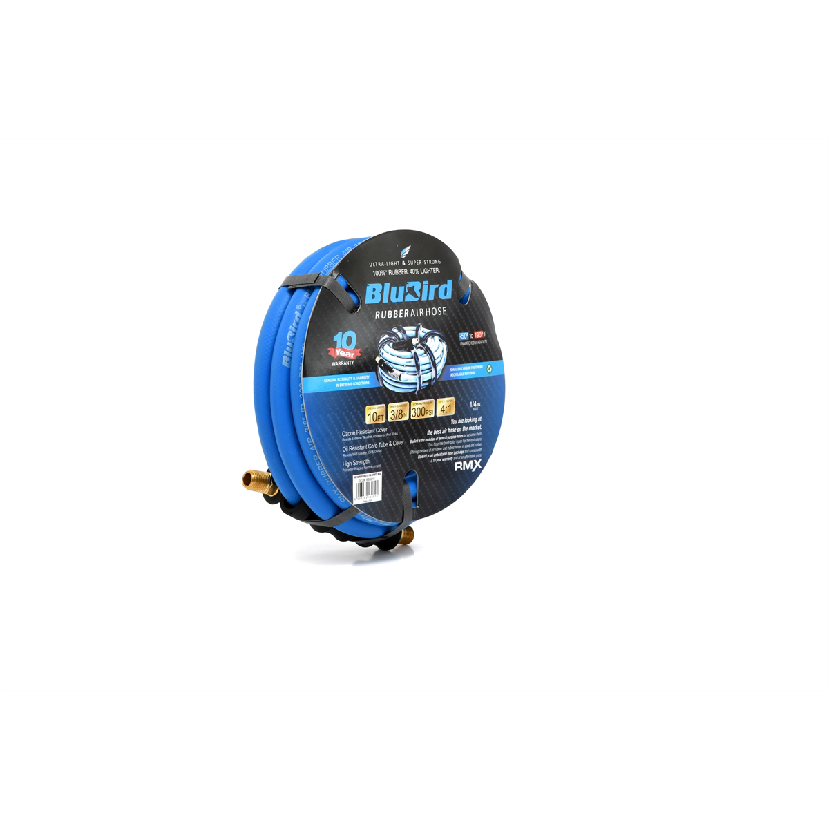 BluBird 10010350  Rubber Air Hose Assembly 3/8" x 10'