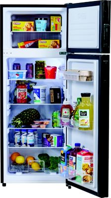 American Tec 180-2712 8 cu ft RV Refrigerator Freezer 12V Black Right Hand Door