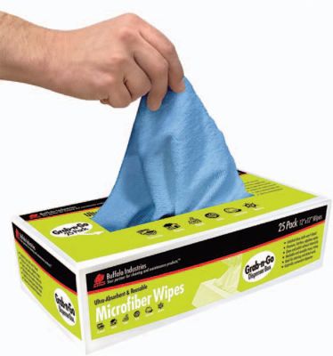 Buffalo Tools 65102 Buffalo 65102 Grab-N-Go Microfiber Wipes, Blue, 25/pk