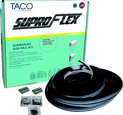 Taco Metals V11-9991BBK60-2 SuproFlex Small Semi-Rigid Rub Rail Kit 1-5/8" x 7/8" x 60' Black