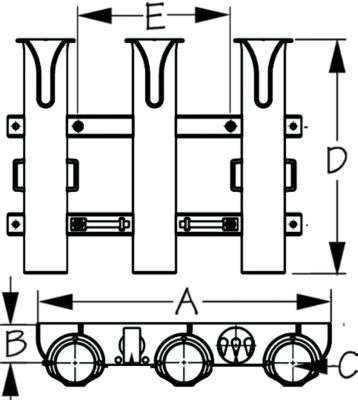 Sea-Dog Line 325032-1 Triple Threat Three Pole Rod Holder with Storage