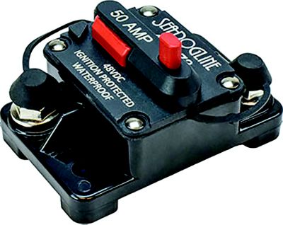 Sea-Dog Line 420870-1 Sea-Dog 4208701 Hi-Amp Surface Mount Resettable Circuit Breaker, 25 amps, A=2-7/8" B=1-7/8" C=1-3/4" D=2-3/16" E=1-1/16", 48 Volts