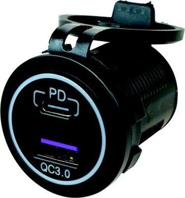 Sea-Dog Line 426510-1 USB 3.0 & USB-C Dual Power Socket without Light