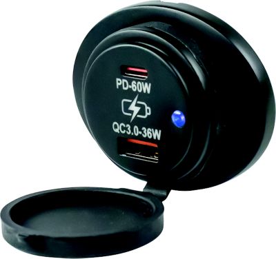 Sea-Dog Line 426535-1 Surface Mount Dual USB Power Socket with USB 3.0 & USB-C