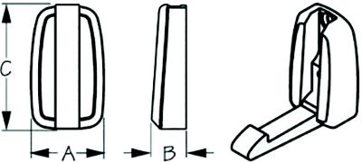 Sea-Dog Line 671497-1 Sea-Dog 6714971 Folding Coat Hook, A=1-3/16", B= 9/16", C=2", #8 FH, weight= .18